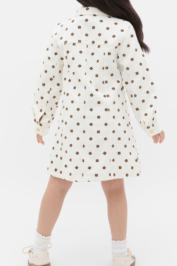 Embroidered Denim Dress  Classic Cream  hi-res