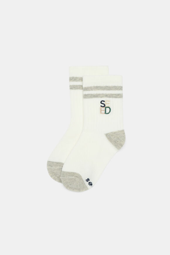 Quad Logo Rib Sock  Grey  hi-res