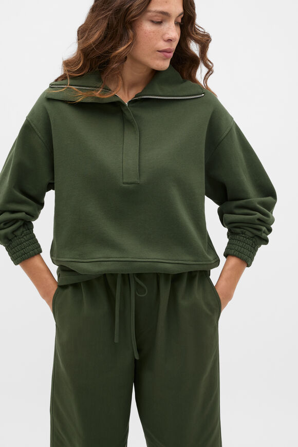 Terry Half Placket Sweat  Deep Forest  hi-res