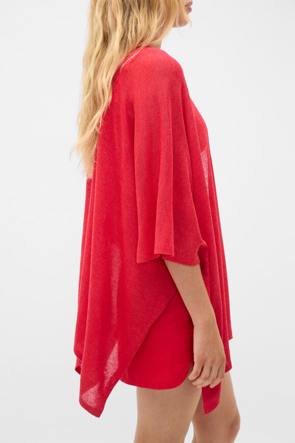 Fine Knit Poncho  Chilli Red  hi-res