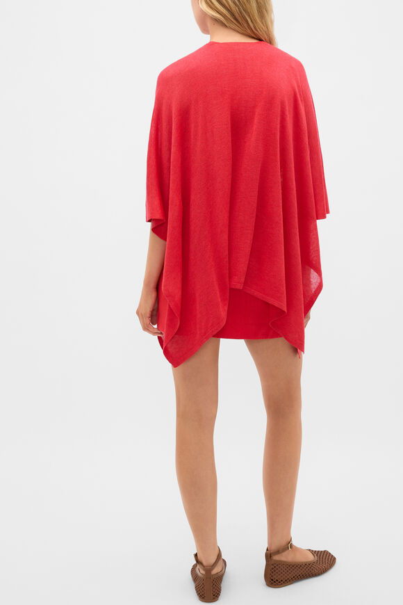 Fine Knit Poncho  Chilli Red  hi-res