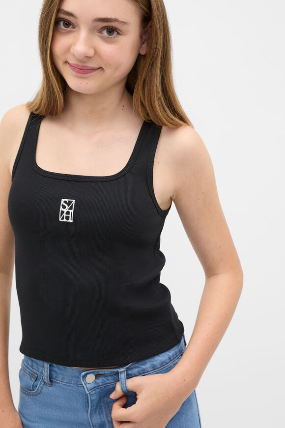 Square Neck Logo Tank  Black  hi-res