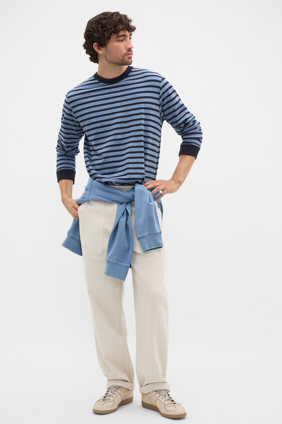 Long Sleeve Crew Neck Tee  Blue Midnight Stripe  hi-res