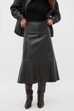 Leather Midi Split Front Skirt  Black  hi-res