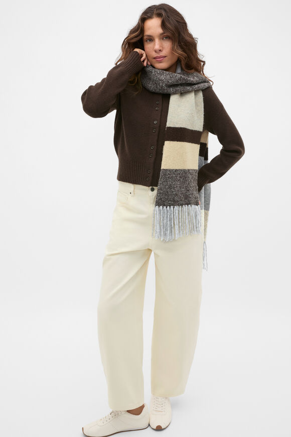 Colour Block Scarf  Pale Slate Marle  hi-res