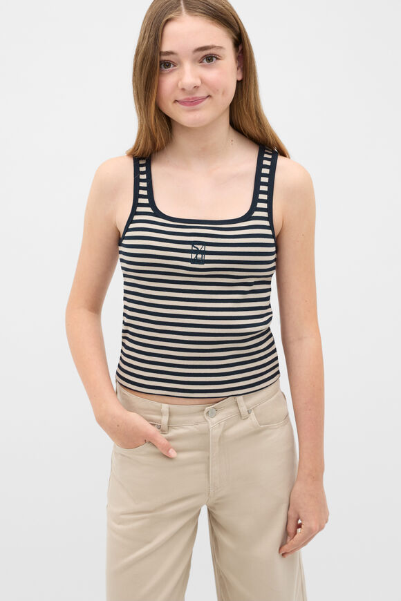 Striped Logo Tank  New Navy  hi-res