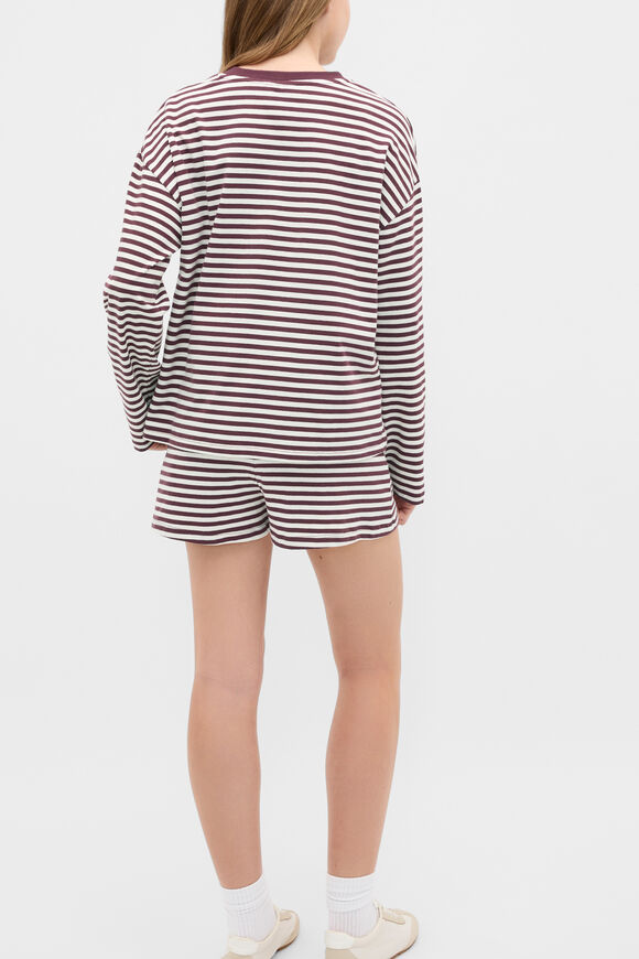 Stripe Boyfriend Tee  Mulberry  hi-res
