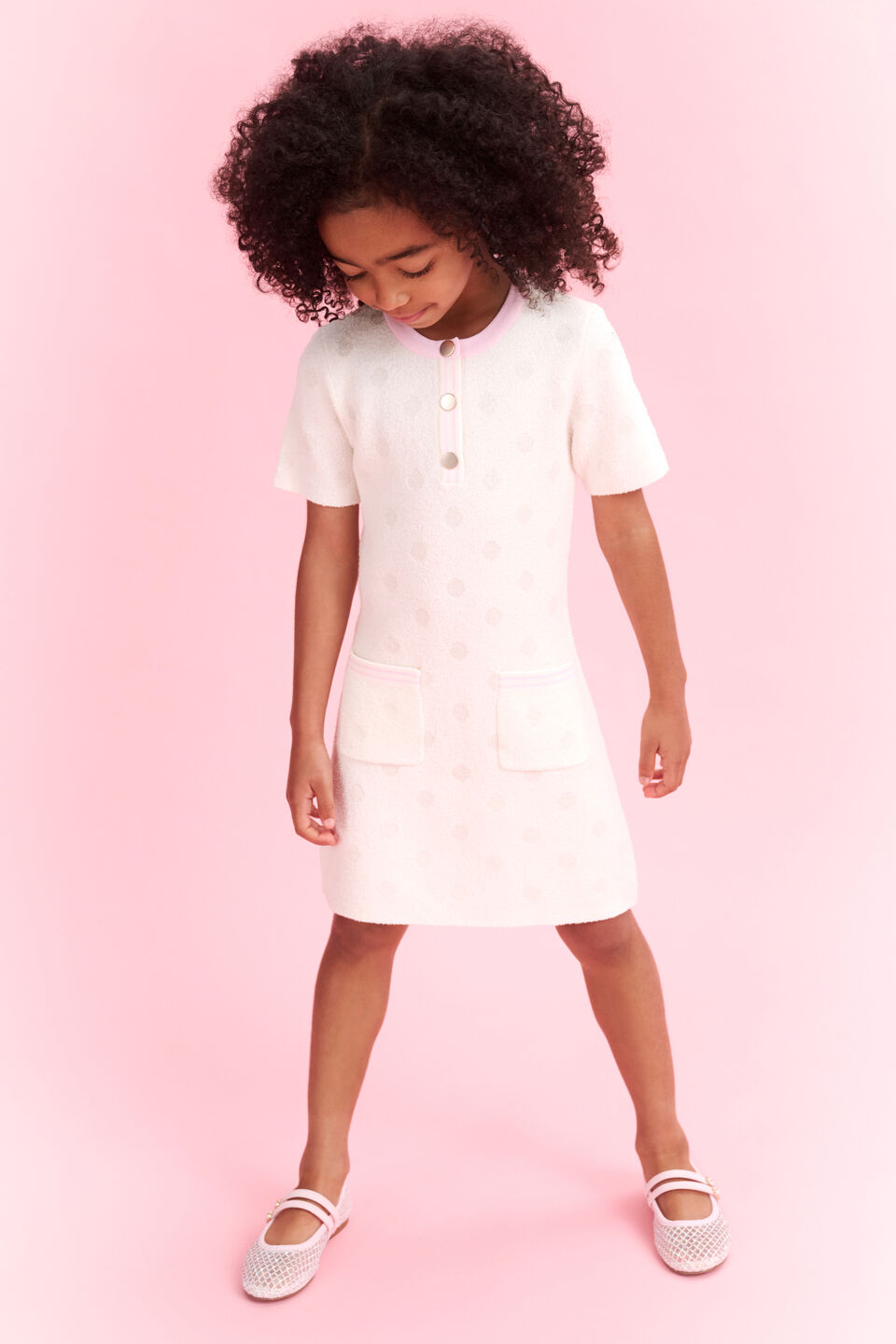 Spot Knit Dress  Classic Cream