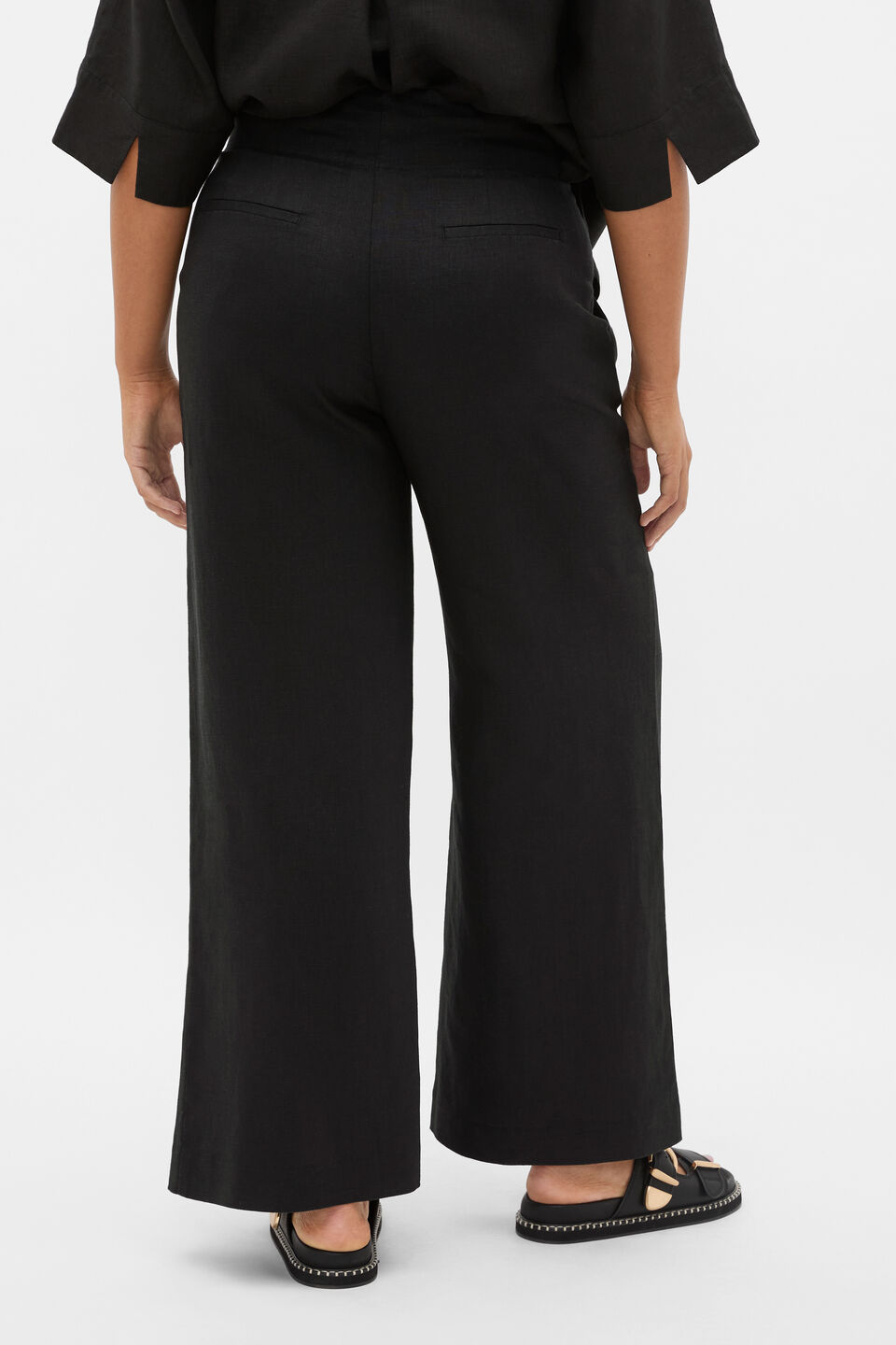 Core Linen Waisted Pant  Black