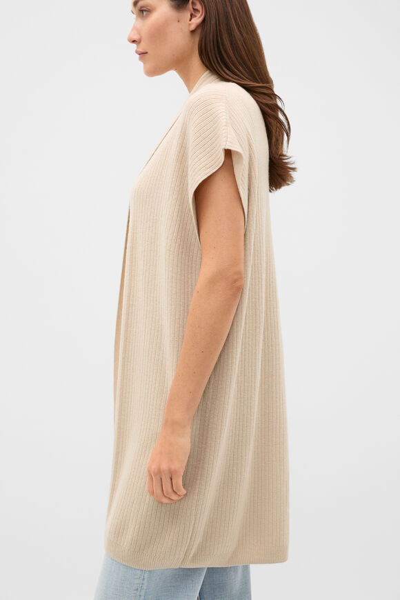 Rib Knit Poncho  Cashew Cream Marle  hi-res