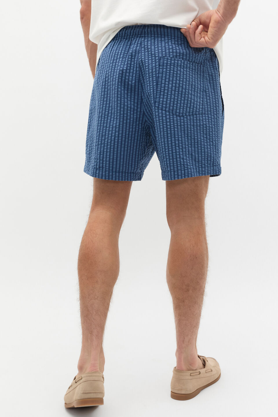 Seersucker Stripe Short  Storm Blue