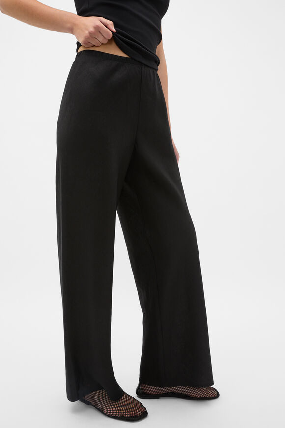 Core Linen Easy Wide Leg Pant  Black  hi-res