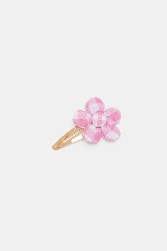 Gingham Flower Snap  Candy Pink  hi-res