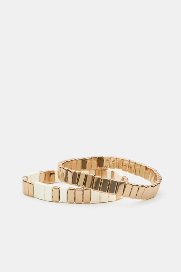 Stretch Bead Bracelet Set  Cream  hi-res