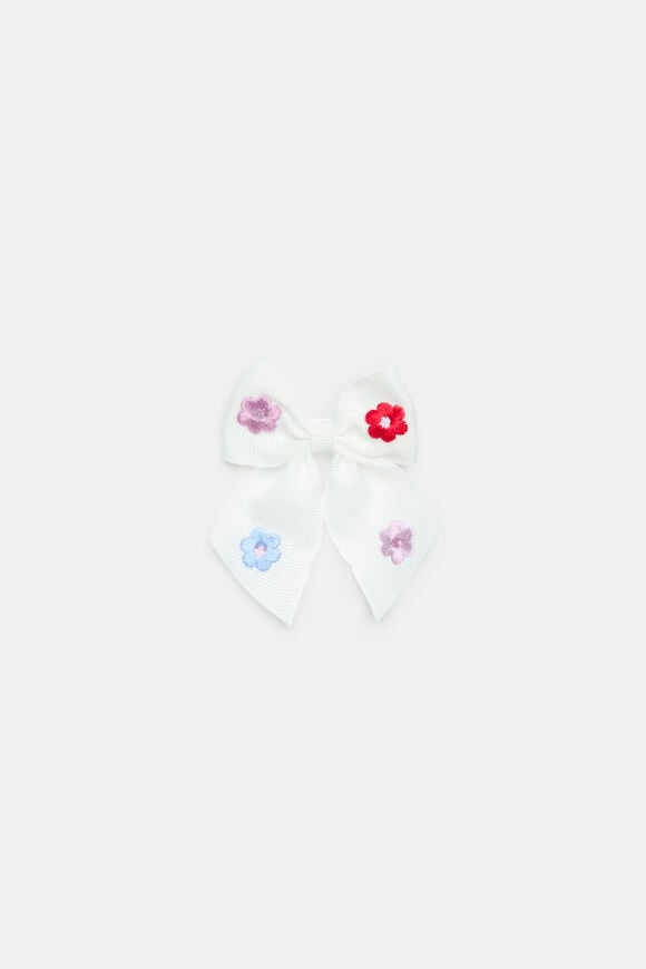 Embroidered Bow Duck Clip  Multi  hi-res