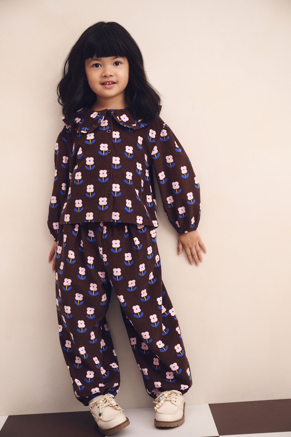 Cord Floral Top  Cacao