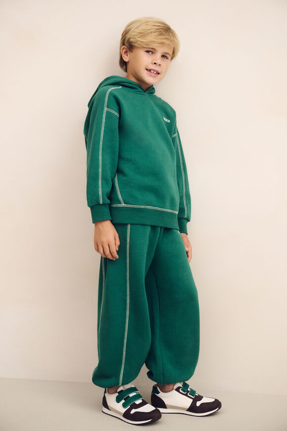 Contrast Stitch Hoodie  Jungle Green  hi-res