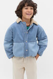 Two Tone Denim Bomber  Mid Blue  hi-res
