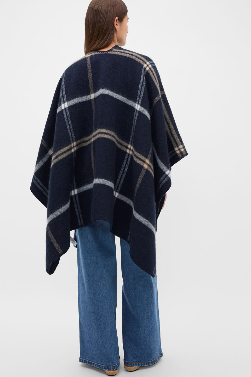 Check Poncho  Twilight Blue