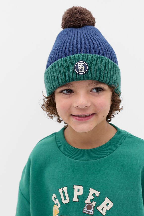 Rib Colourblock Beanie  French Navy  hi-res