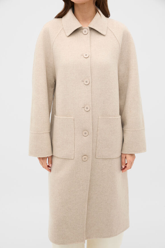 Wool Blend Scarf Coat  Cashew Cream Marle  hi-res