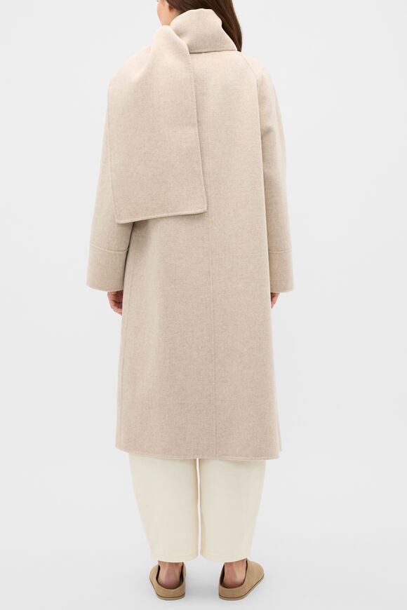 Wool Blend Scarf Coat  Cashew Cream Marle  hi-res
