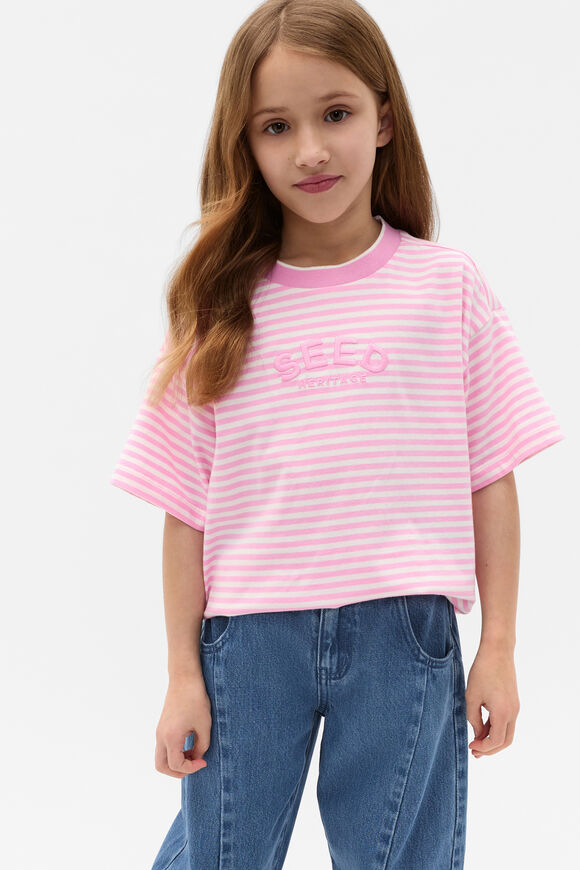 Core Stripe Logo Tee  Candy Pink  hi-res