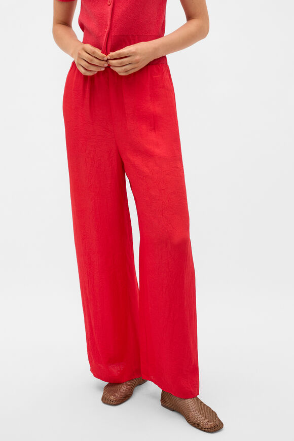 Textured Satin Easy Wide Leg Pant  Chilli Red  hi-res