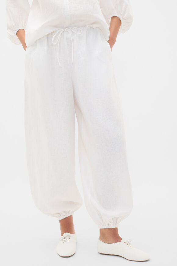 Linen Balloon Tie Pant  Whisper White  hi-res