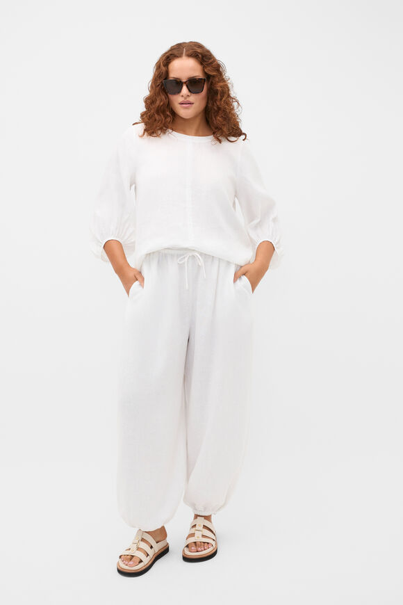 Linen Balloon Tie Pant  Whisper White  hi-res