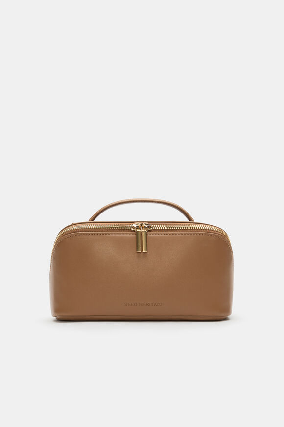 Zip Around Cosmetic Case  Tan  hi-res