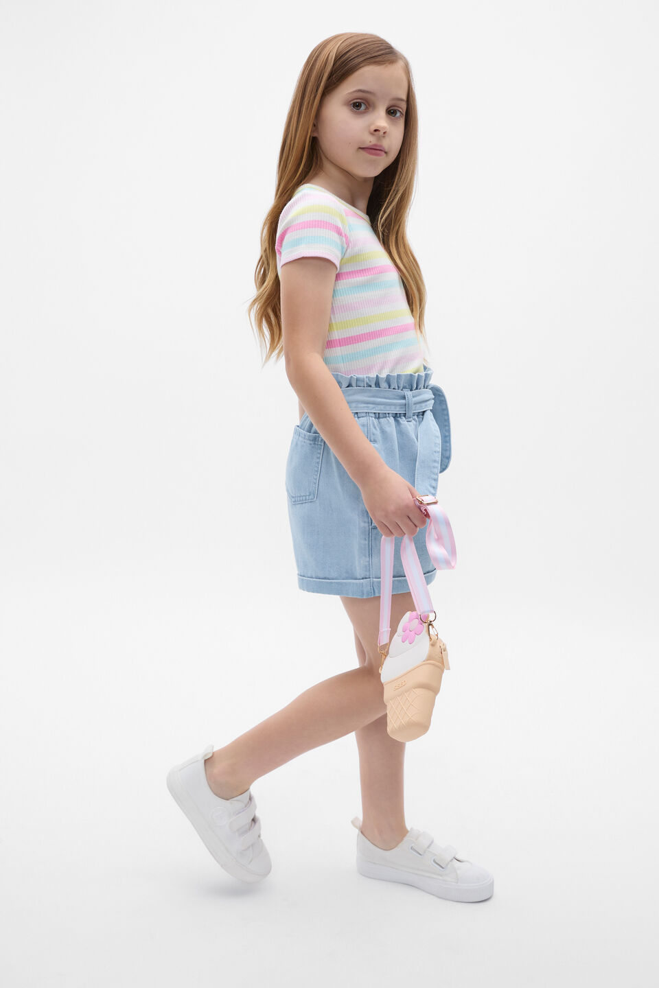 Paperbag Short  Light Wash