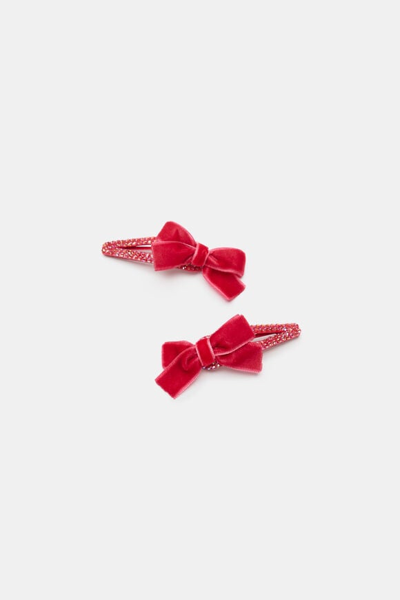 Velvet Gem Bow Snaps  Chilli Red  hi-res