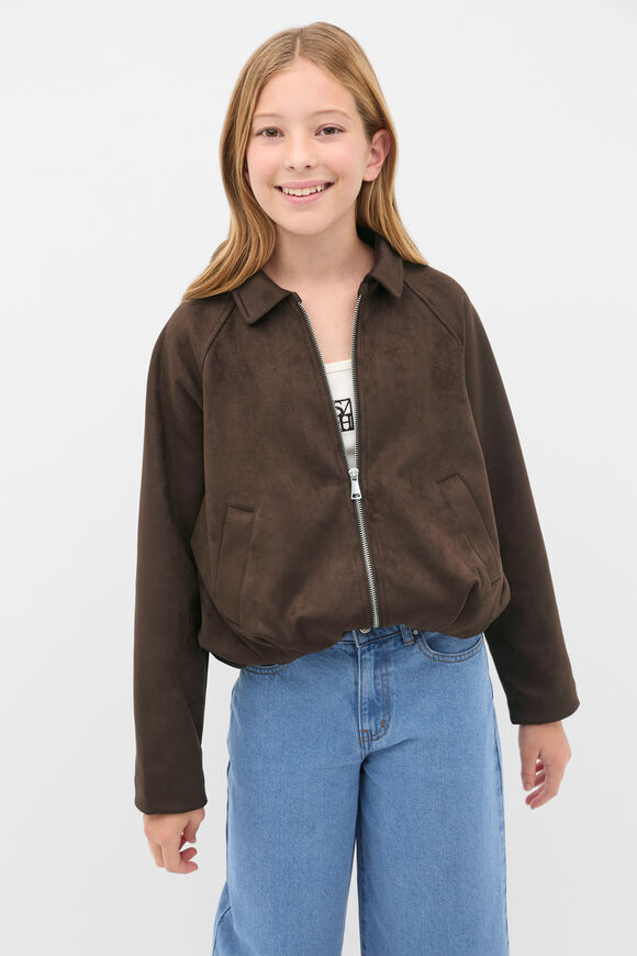 Faux Suede Jacket  Chocolate  hi-res