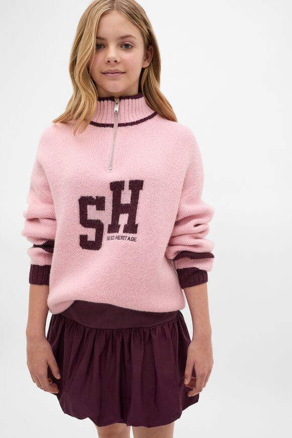 Sporty Quarter Zip Knit  Rose Pink  hi-res