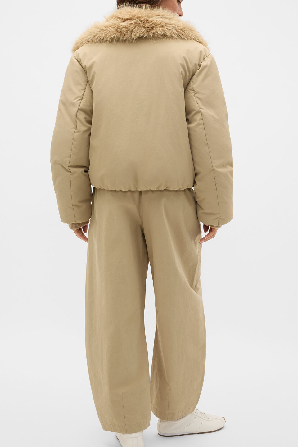 Faux Fur Collar Jacket  Caramel Clay