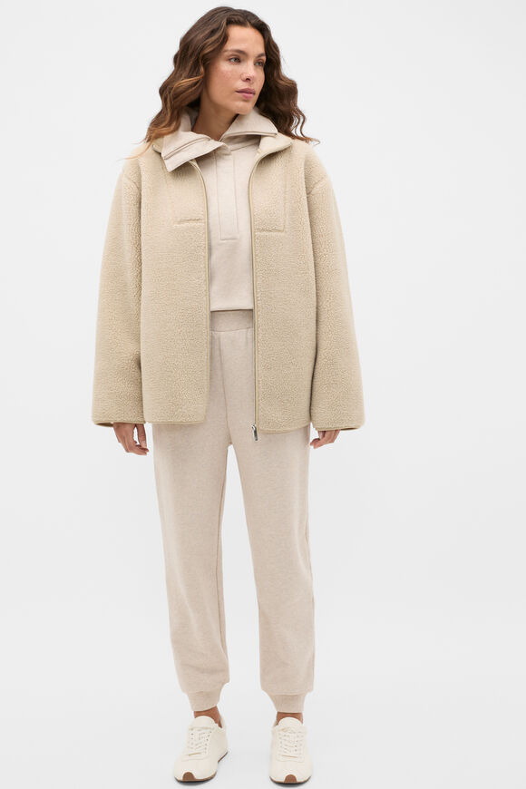 Fleece Zip Through Jacket  Wheat Marle  hi-res