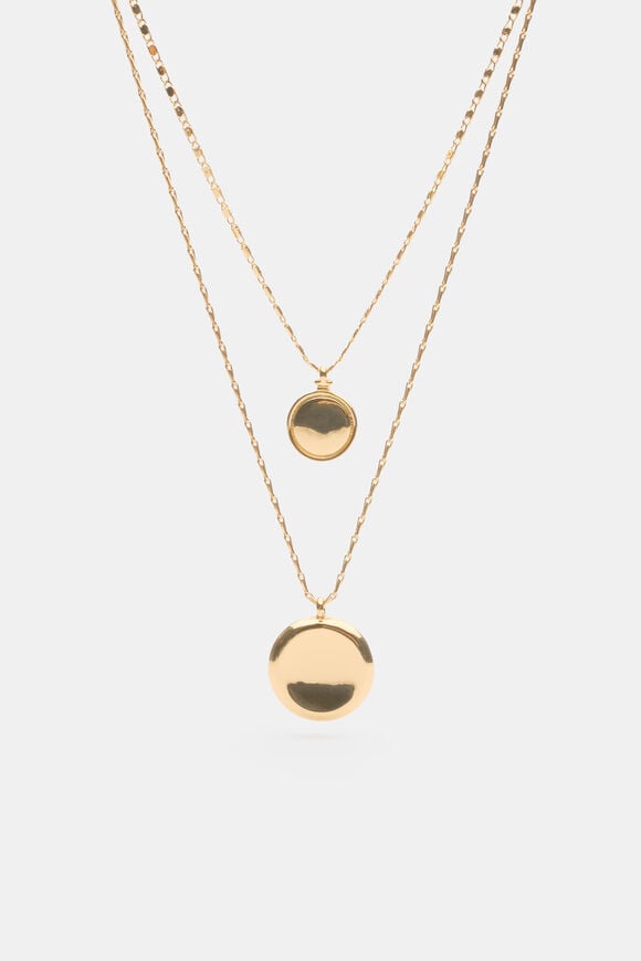 Sculptural Pendant Layered Necklace  Gold  hi-res