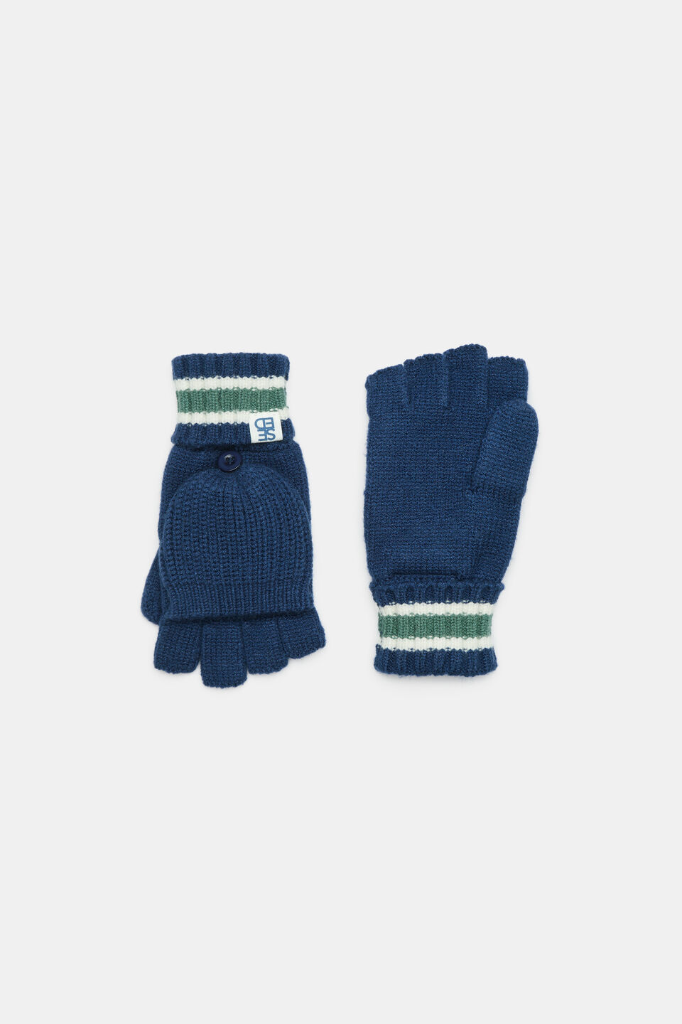 Stripe Mittens  French Navy