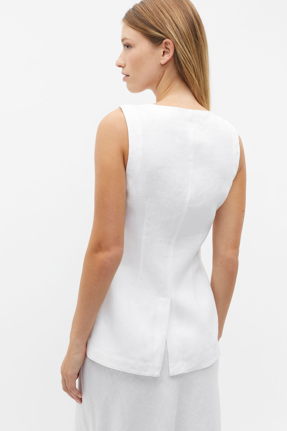 Linen Vest Top  Whisper White