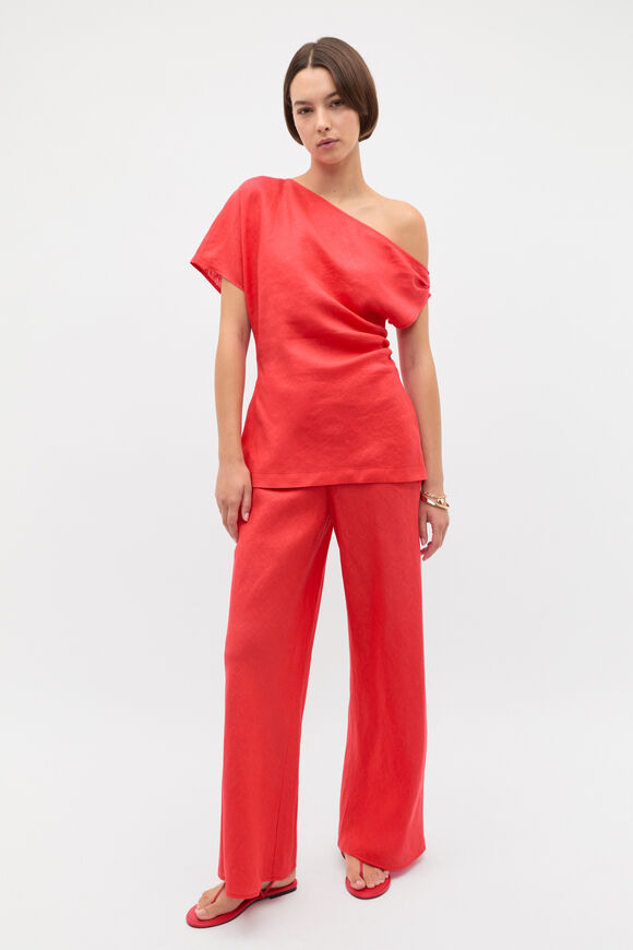 Core Linen Easy Wide Leg Pant  Electric Crimson  hi-res