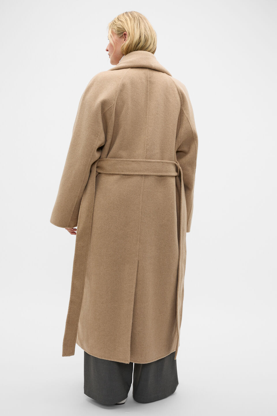 Wool Blend Waterfall Coat  Sandstone Marle