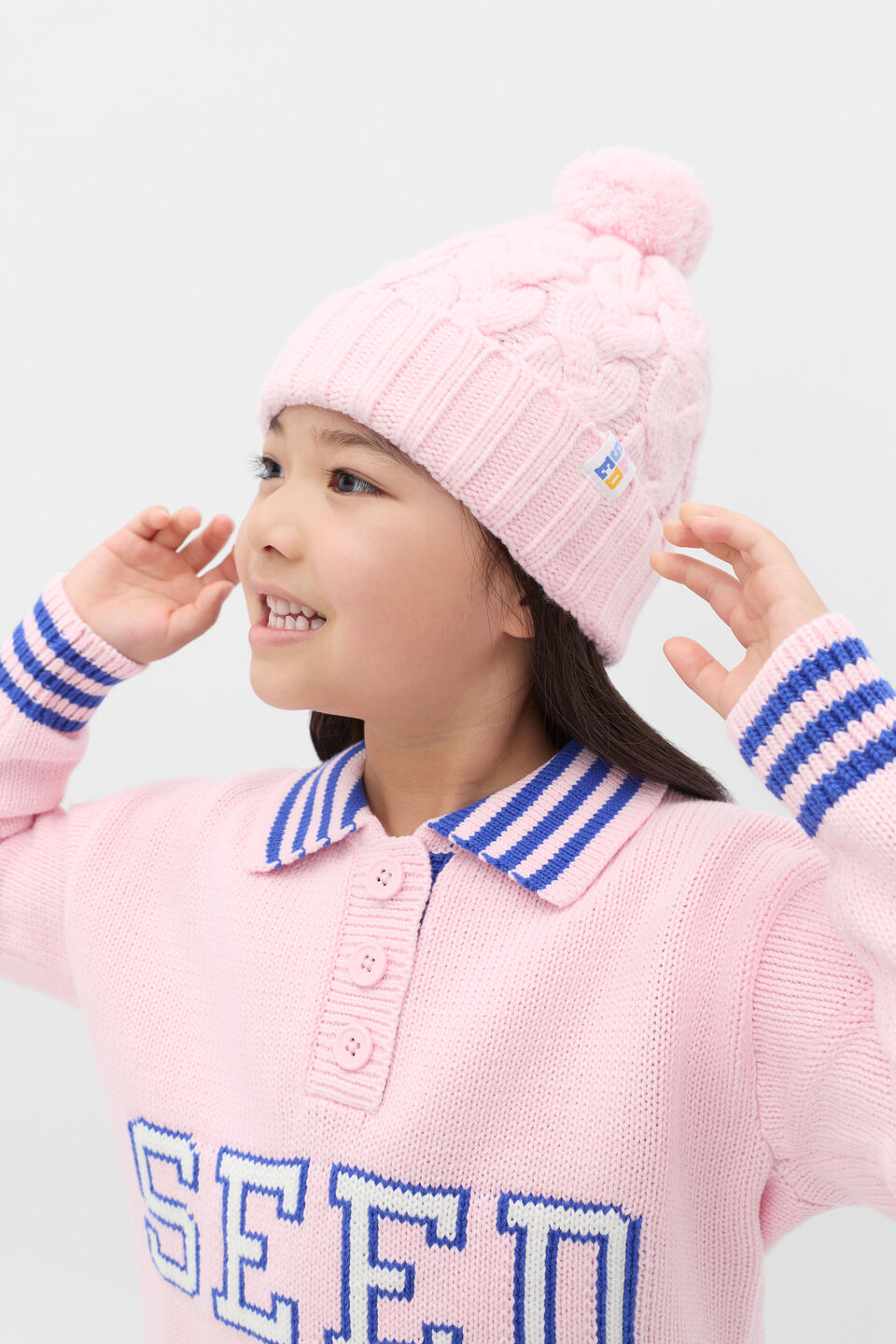 Cable Knit Beanie  Pink Lemonade