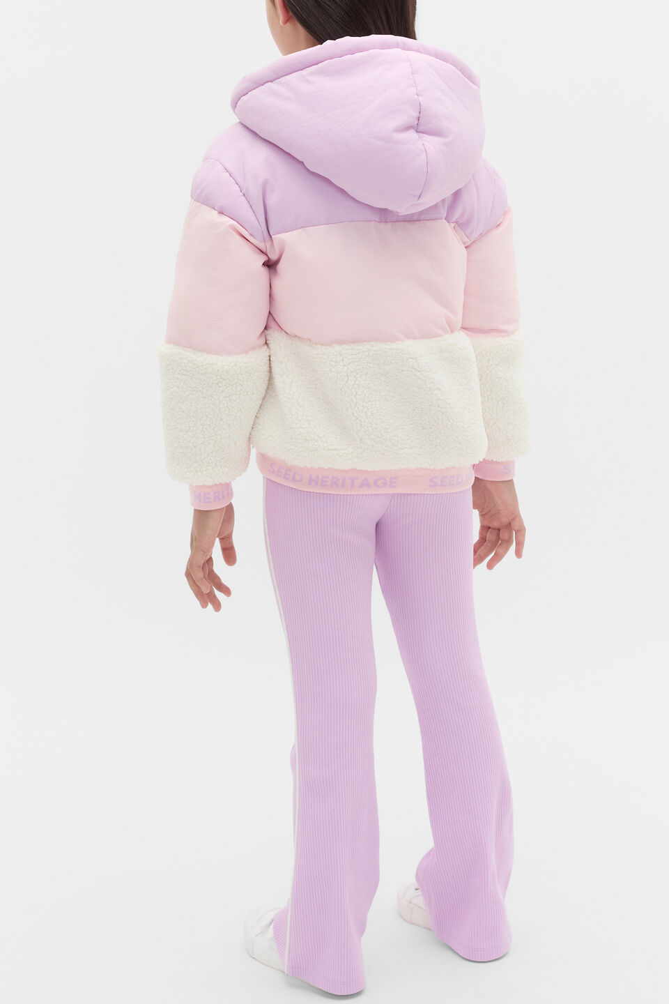 Colour Block Puffer Jacket  Orchid