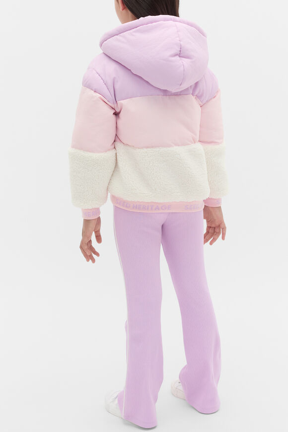 Colour Block Puffer Jacket  Orchid  hi-res