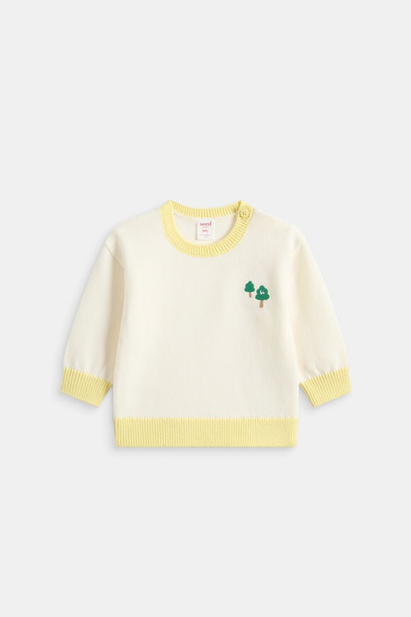Contrast Rib Knit Sweater  Classic Cream  hi-res