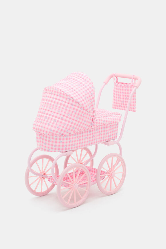 Gingham Junior Vintage Doll Pram  Multi  hi-res