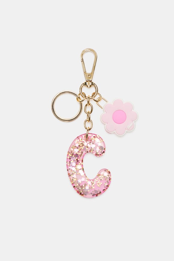 Pink Stripe Initial Keyring  C  hi-res