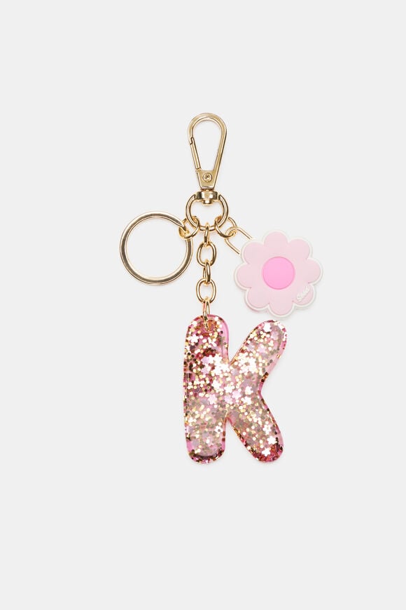 Pink Stripe Initial Keyring  K  hi-res