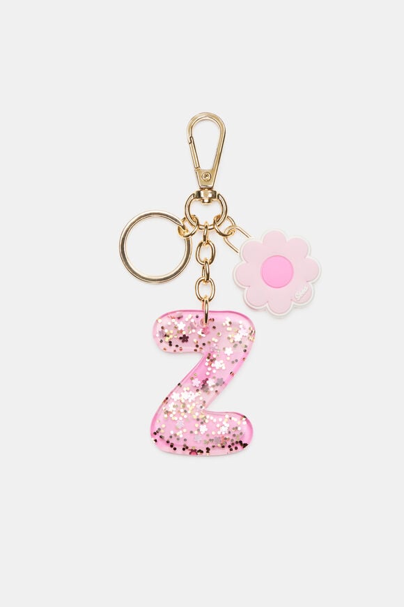 Pink Stripe Initial Keyring  Z  hi-res